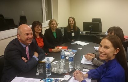 Commissioner for Human Rights Nils Muižnieks with his delegation during the meeting with Equal Opportunities Ombudsperson Agenta Skardžiuvienė and her staff members.