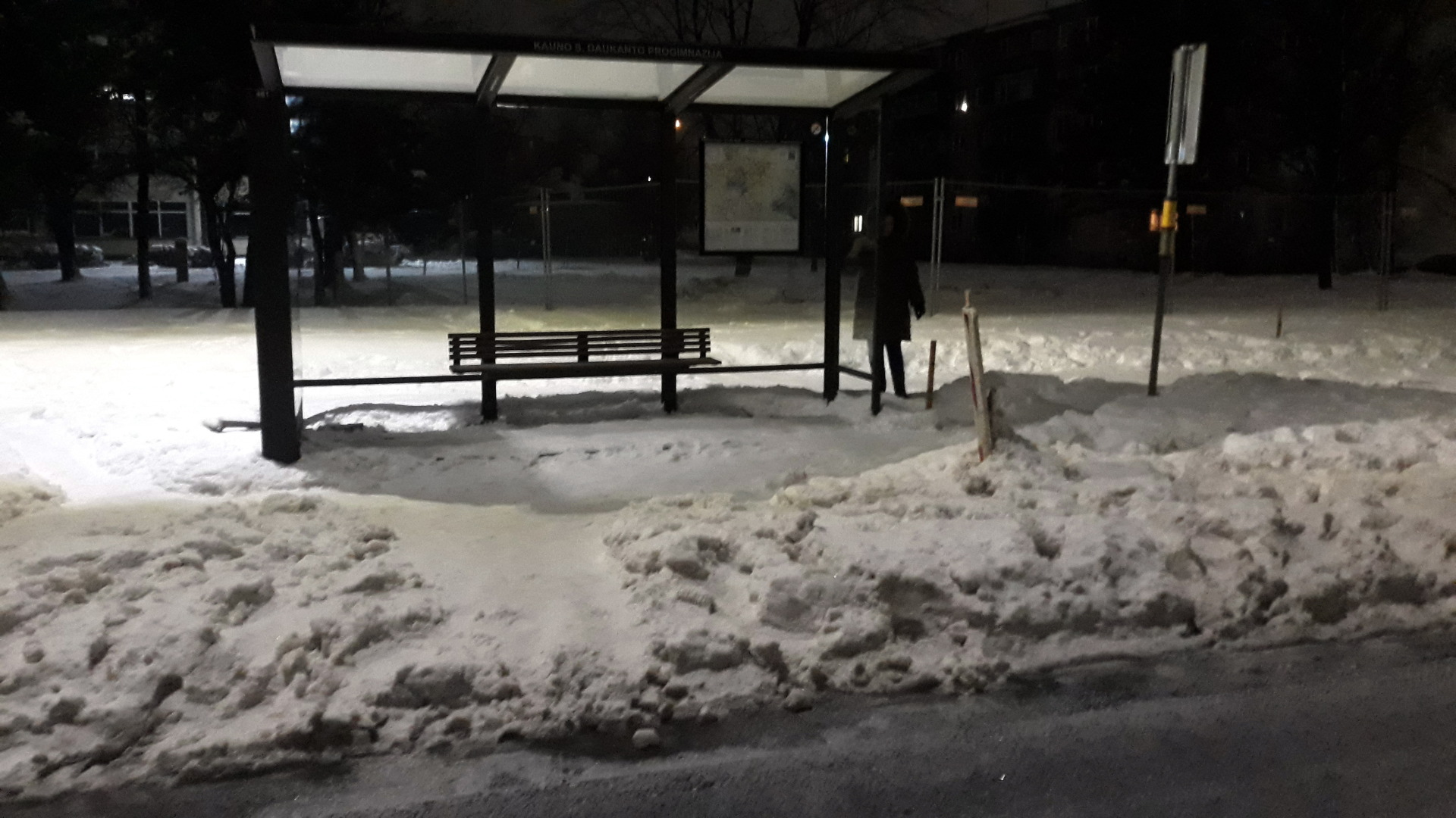 Nenuvalytas šaligatvis prie stotelės. Pareiškėjos nuotr. 
